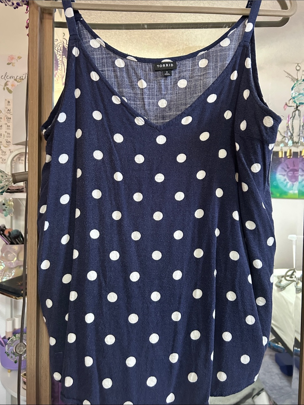 torrid Navy Blue Polka Dot V-Neck Tank